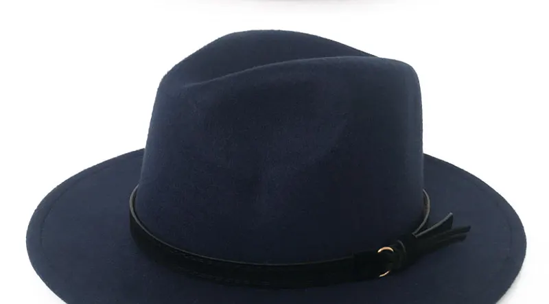 YY черный кожаный ремень Fedora шляпа для мужчин зимняя винтажная фетровая шляпка винтажная Трилби женские церковные шляпы Chapeau Femme Feutre FD19020