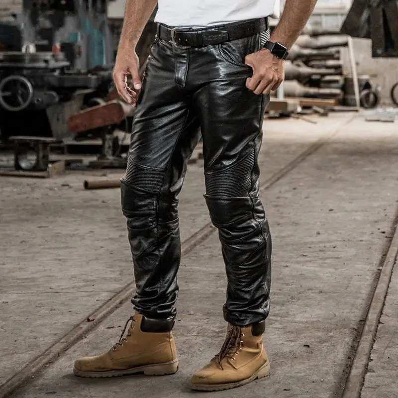 Echt Leer Koe Mens Mid Taille Rechte Lange Broek Mannelijke Broek Motorfiets Biker Regelmatige Brand Hoge Kwaliteit Plus Size Zwart Echt Leer Koe Mens Mid Taille Rechte Lange Broek Mannelijke Broek Motorfiets Biker Regelmatige Brand Hoge Kwaliteit Plus Size Zwart