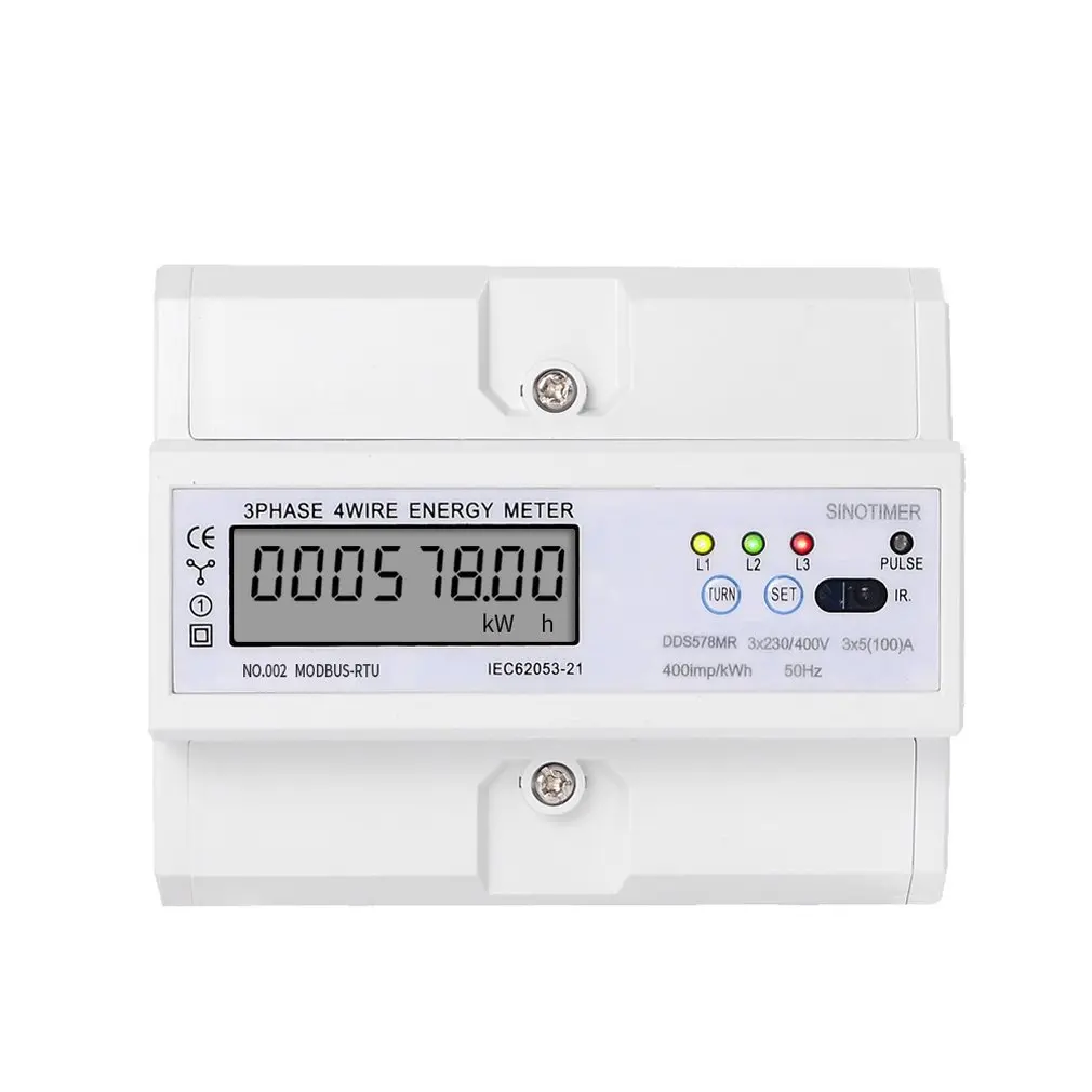 SINOTIMER RS485 Modbus Многофункциональный din-рейку 3 фазы 4 провода 7P ЖК-ваттметр электронный измеритель энергопотребления