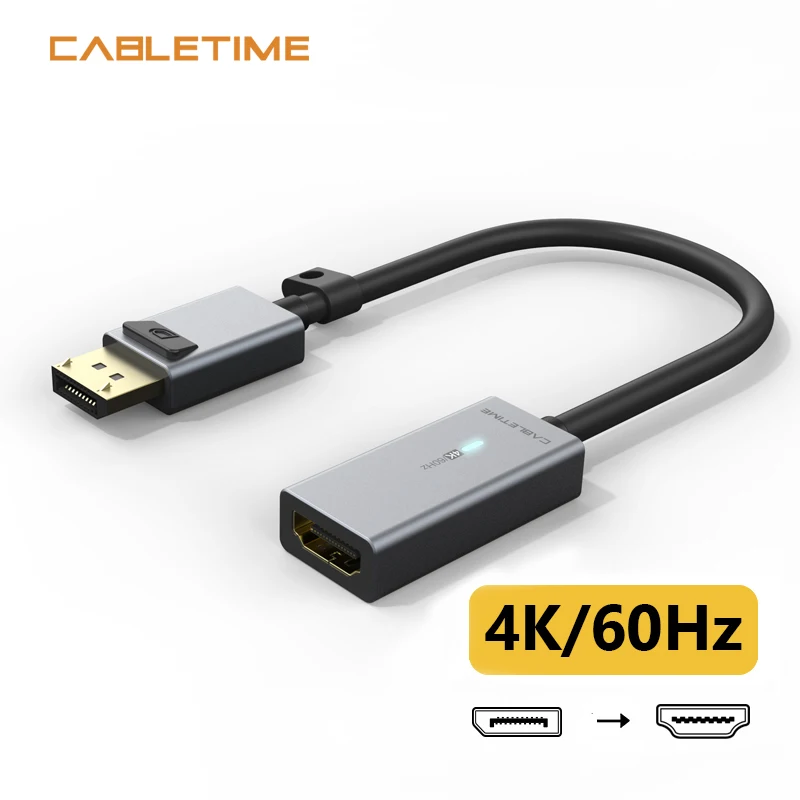 CABLETIME Displayport в HDMI конвертер адаптер 4K/60 Гц позолоченный для ноутбука проектор