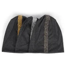 Женские мягкие шапки из хлопка со стразами и лентой, весенние однотонные мешковатые шапки, свисающая шапка и шапка, женские подарки на день рождения