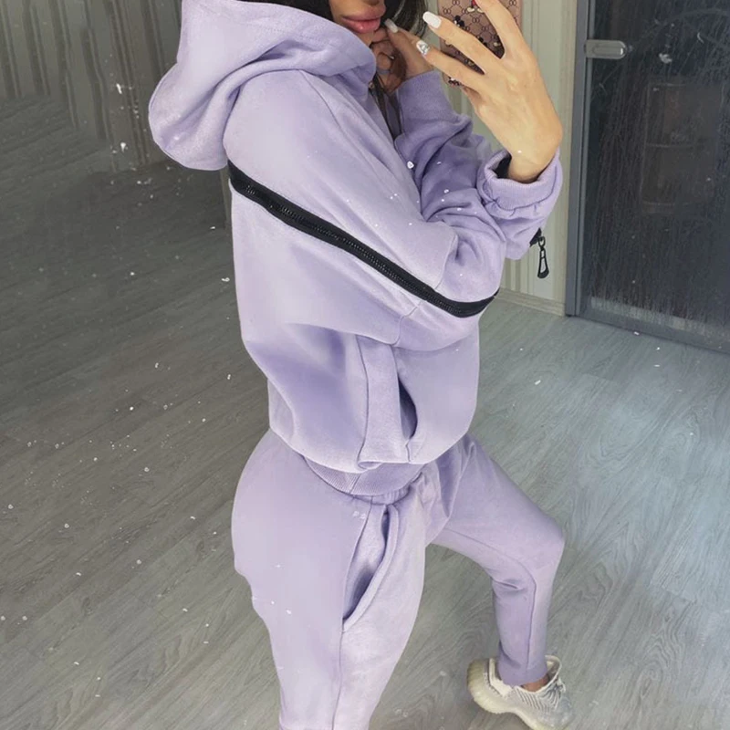 Waliicorners Sweatshirt+Long Pants Casual Sport Outfits Outdoor Street 2 Piece Tracksuits Hooded Collar Back Zip 27 Hbf8c1b49492c4976a11df8ac63e0880dc