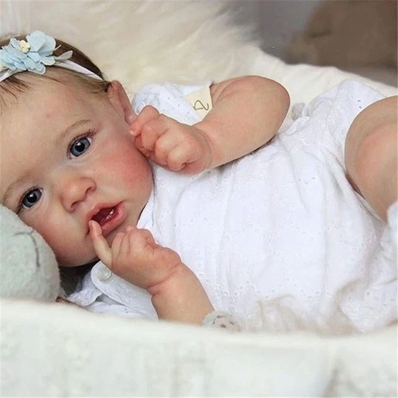 

Good Quality Realistic Saskia Reborn Baby Dolls Grey Eyes Girl Newborn Doll Soft Full Silicone Body Lifelike Nurturing Dolls