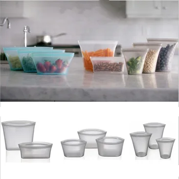

Silicone Food Storage Bag Kitchen Ziplock Containers Leakproof Zip Lock Snack Bag Reusable Zero Waste Ziplock Bag Wrap