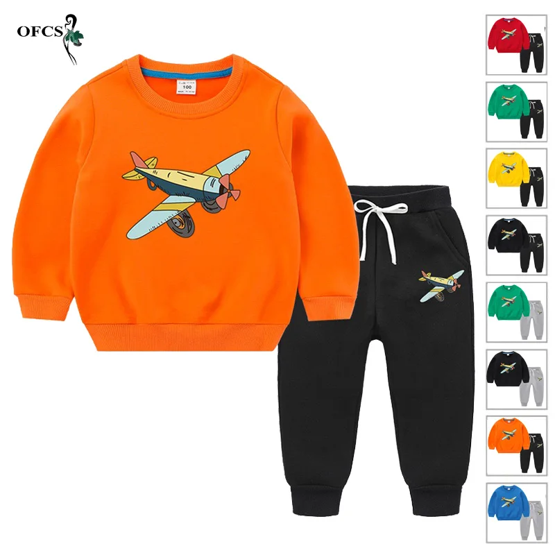 

Boys Girls Suit Autumn Winter Velvet Thickening Sweatshirt + Sports Pants 2Pcs/Set Children's Clothing Kids Tracksuit 2 -12 Year