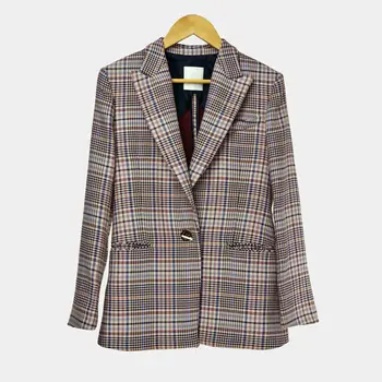 

Fan Wool Check Pattern Suit Coat Euphorie V7285h 83116