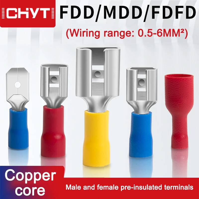 

10Pcs 5Pairs FDD/MDD/FDFD Female And Male Pre-Insulated Spade Cold Pressed Joint Crimp Cable Wire Connector Terminal