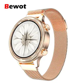 

Bewot Smart Watch Women 2020 Female Function Fitness Tracker Heart Rate Monitoring Smartwatch Full Touch Round Women's Watches