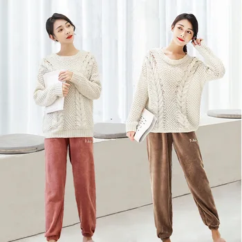 

Fairy warm trousers coral pile, loose Korean version languid lazy wind can wear warm lazy casual pajama trousers