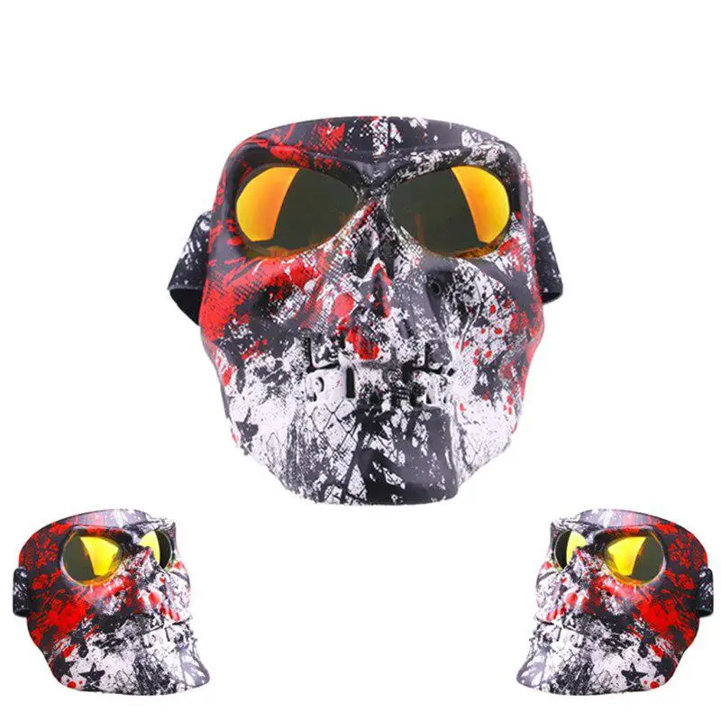 Motorcycle Goggles Skull Mask Helmet Glasses Mask Ski Detachable Eyewear Scooter Helmets Mask Skate Motorcycle Goggles Mask