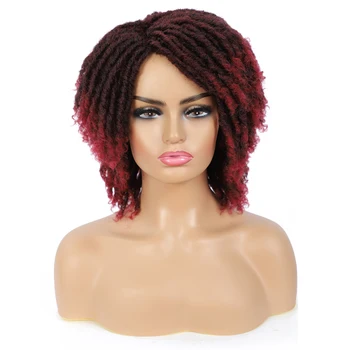

Dreadlock Wig Braided Twist Black Brown red High Temperature Fiber Short Crochet Locs Synthetic Hair Wigs for Black Women Wig