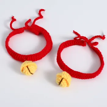 Cute Pet Cat Collar Hand Knitted Neck Scarf Collar Ties Small Dog Hand-woven Bib Tie Neckerchief Bowtie Grooming Pet Supplies