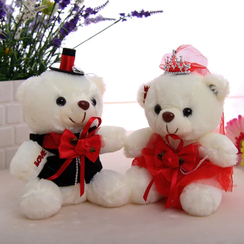 18 Cm Large Size Wedding Car Couples Paired Bear Wedding hun sha bear Couples Paired Bear Fashion Wedding Car Bear Manufacturers