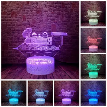 

Iron Horse Model juguetes 3D Illusion LED Desk Nightlight Colorful Changing Light Train action & toy figures Kids