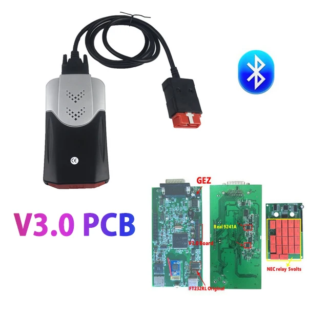 Лучший V3.0 PCB obd2 сканер VD DS150E CDP. R0 keygen bluetooth диагностический инструмент для delphis autocome 8 шт. автомобильных кабелей - Color: new box  with BT