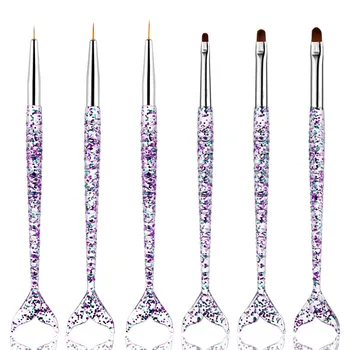 

3Pcs/Set Mermaid Handle Nail Art Liner Painting UV GEL Extension Builder Brush DIY Pattern Design Drawing Line Pen Manicure Tool