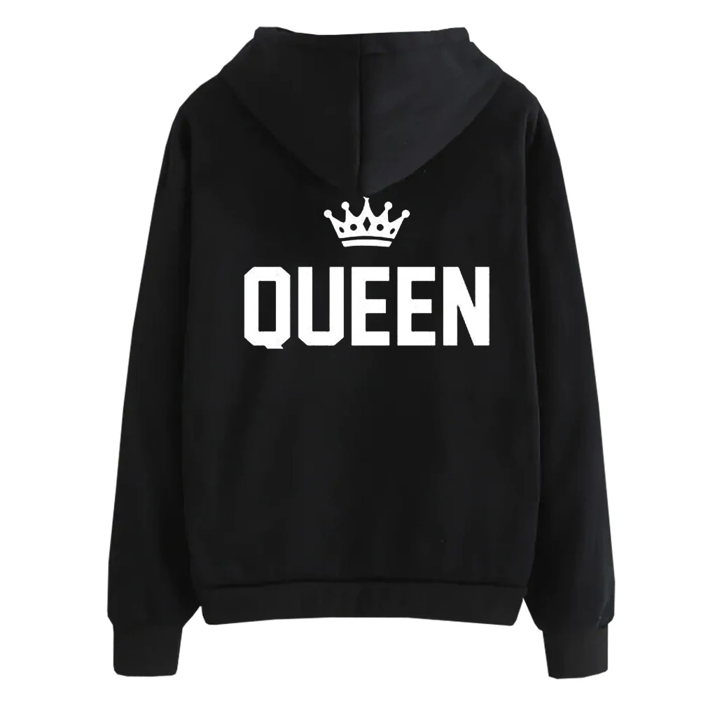 QUEEN KING толстовки для пар для женщин мужчин осень зима хараджуку свитшот с капюшоном Женский длинный рукав Пуловеры Рождественские Топы