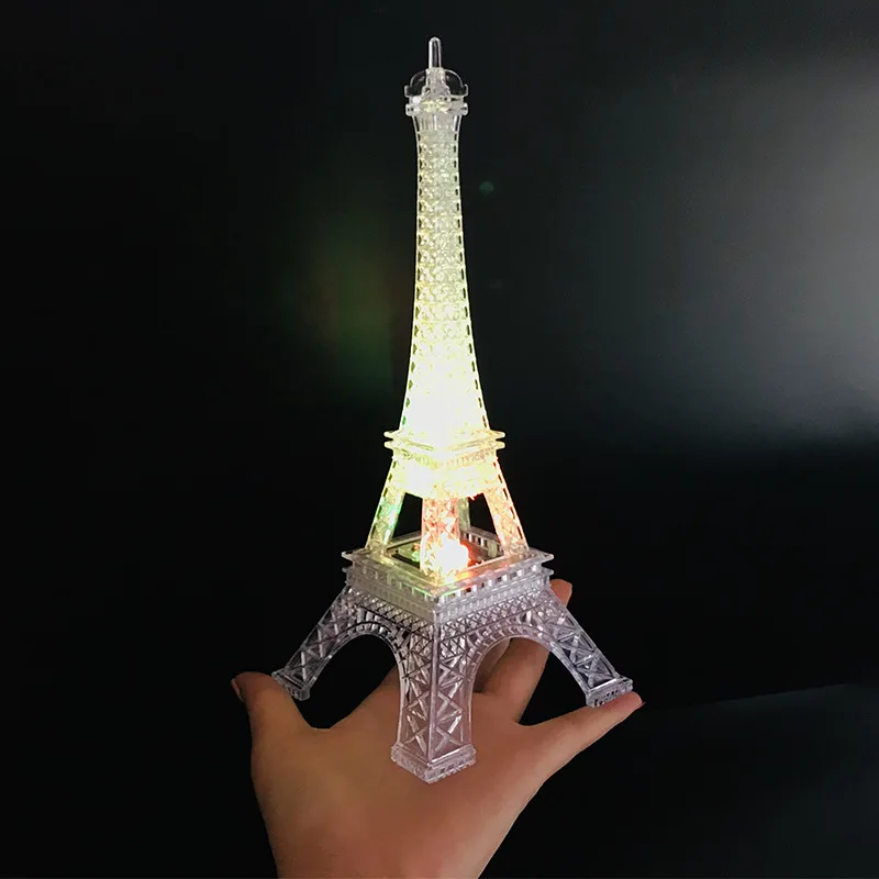 

Romantic Monochrome Colorful Shining Paris Eiffel Tower Small Night Lamp for a Girlfriend Classmates Creative Birthday Gift Deco