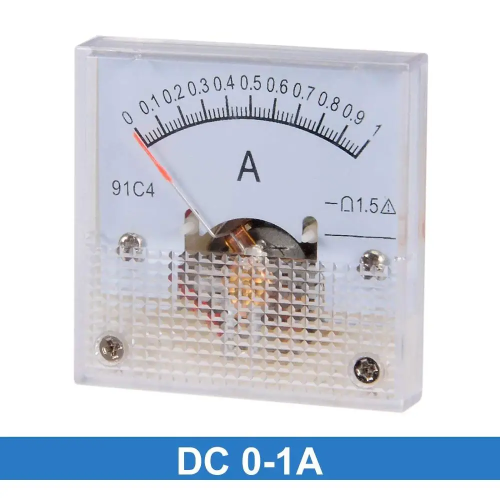 91C4-A Analog Current Panel Meter DC 50mA 1A 2A 3A 5A 10A 500mA 30mA Ammeter for Circuit Testing Ampere Tester Gauge 1 PCS