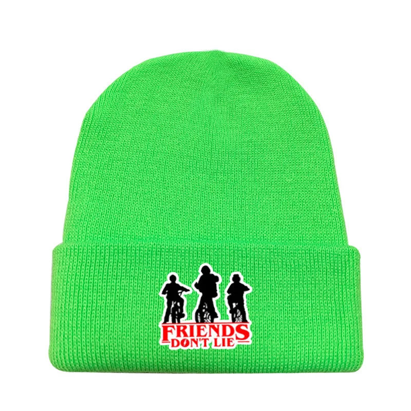 

2020 Hot New Movie Stranger Things Knitted Hat Warm Wool Cap Unisex Commemorative Weird Story Green Outdoor Casual Sport Caps