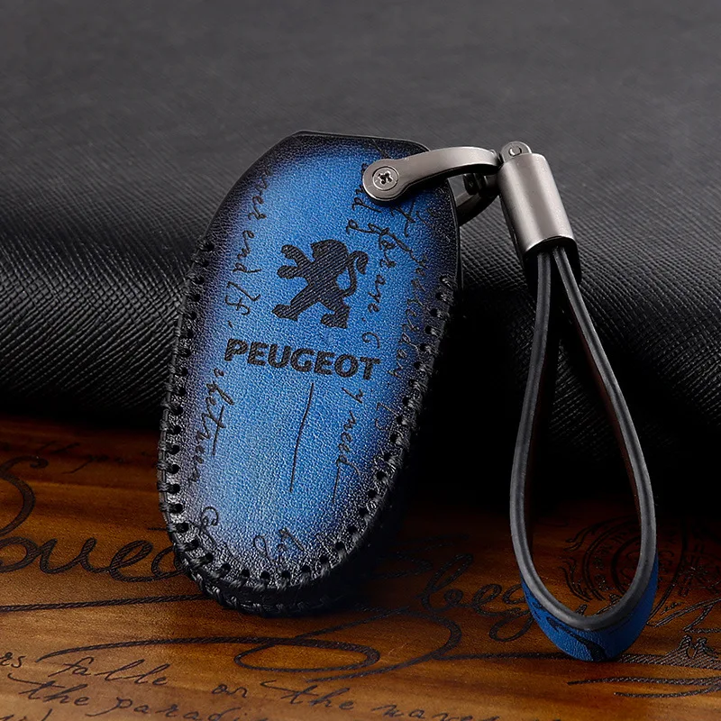 Genuine Leather Key Case Cover Car Accessorie for Peugeot 208 2008 308s 408 508 3008 4008 5008 107 108 206 207 301 307 407 4007
