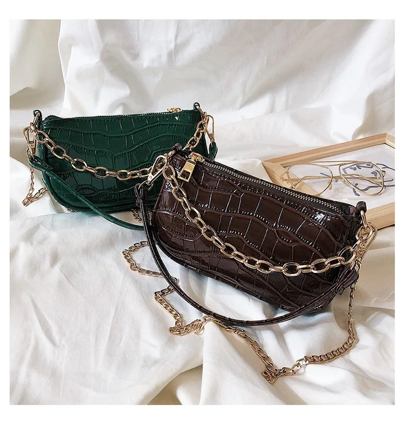 

Summer small bag foreign female bag 2020 new Korean version of the chain shoulder bag crocodile pattern armpit bag