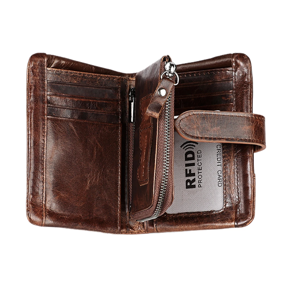 

Men Leather Portable Short Wallets Large Capacity Multipurpose Card Holder Male Retro Style Wear-resistant Coin Purse