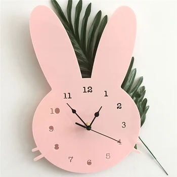 

KIds Wall Clock Nordic Wooden Rabbit Shaped Wall Clock Kids Room Decorate Wall Clock Nursery Baby Shower Gift Home Decoration