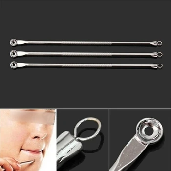 

Stainless Steel Silver Acne Pimple Blemish Extractor Blackhead Remover Tool Pore Cleansing Acne Treatment For Face Skincare 5Pcs