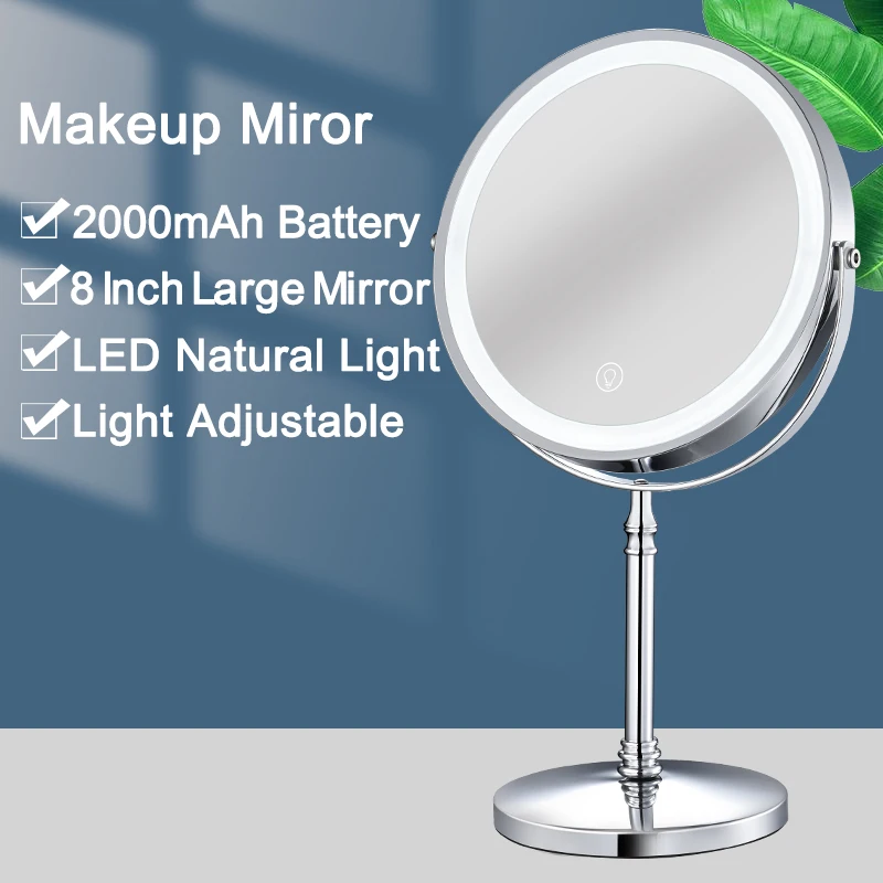 Miroir de maquillage doré avec lumière, miroir de courtoisie grossissant  10X, rétro4.2, lumière réglable, miroir cosmétique debout, chargement USB,  8 - AliExpress