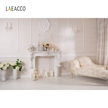 Laeacco Interior Scene Fireplace Soft Flower Photo Backdrops Customized Portrait Photography Backgrounds For Photophone Decor