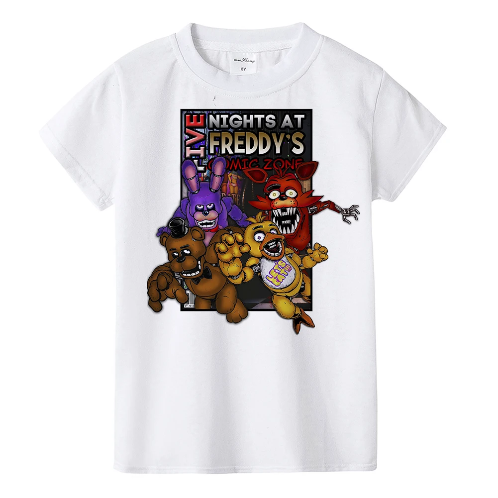 Freddy детская футболка медведь Фредди, Детская футболка для мальчиков и девочек, универсальная детская одежда, забавная игрушка, принт с героями мультфильмов топ с круглым вырезом BAL583