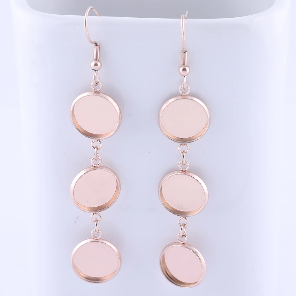 Onwear-5 pares de acero inoxidable, base para pendiente cabujón de 12mm, piezas en blanco, Pendientes colgantes diy, accesorios para fabricación de joyas diy