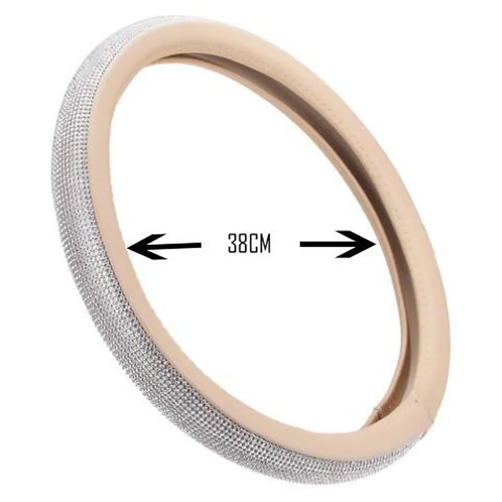 Fashion Easy Install Girly Interior Accessories PU Leather Car Truck Steering Wheel Cover Decor Bling Rhinestone Durable Auto