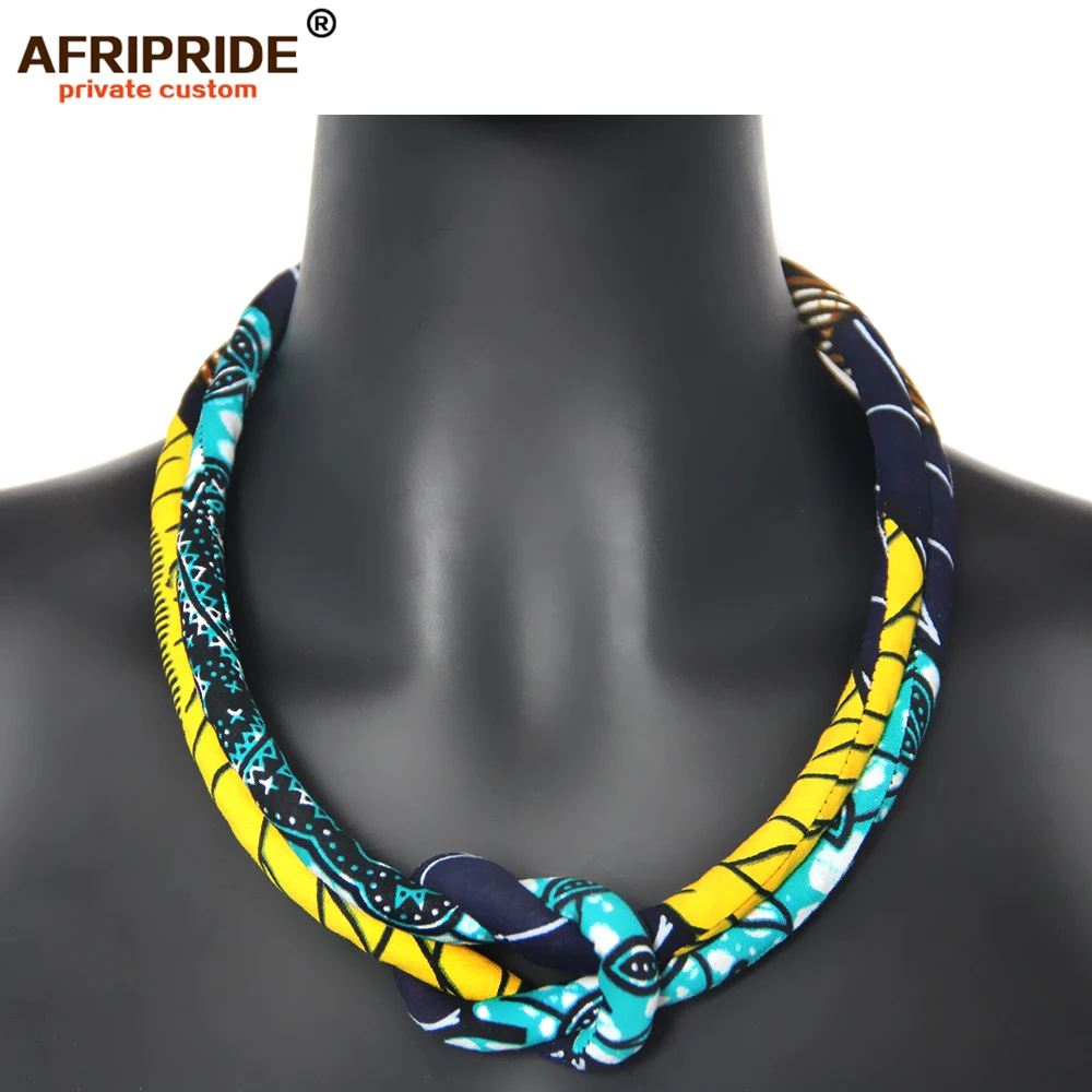 African Statement Necklace Wedding Resin Beads Jewelry Dashiki Ankara Fabric Choker Necklace for Women AFRIPRIDE S006