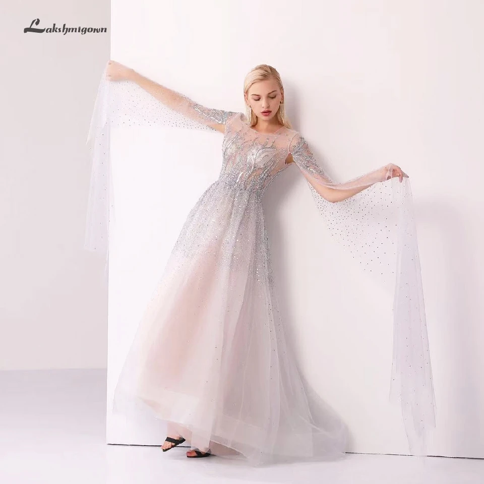 Lakshmigown Дубай вечернее платье длинное Vestido de Fiesta элегантные женские длинные платья для выпускного вечера прозрачные иллюзионные вечерние платья
