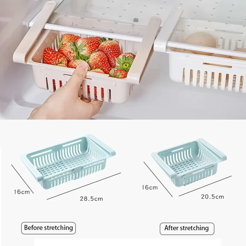 Регулируемый растягивающийся органайзер для холодильника корзина хранения