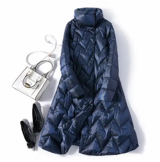 Синий SEDUTMO Winter Ultra Light Duck Down Women Jackets Long Coat Thick Casual Autumn Puffer Jacket ED873 - Цвет: Синий