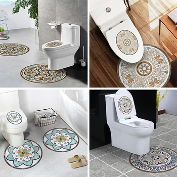 

Bathroom Contact Paper Toilet Stickers Vinyl Removable Wallpaper Decals Waterproof Anti-slip Home Decoration Floor Art Mural Set