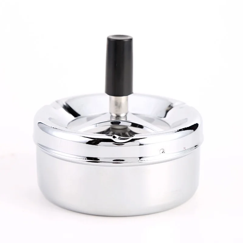 Stainless steel Round Push Down Cigarette Ashtray with Spinning Tray