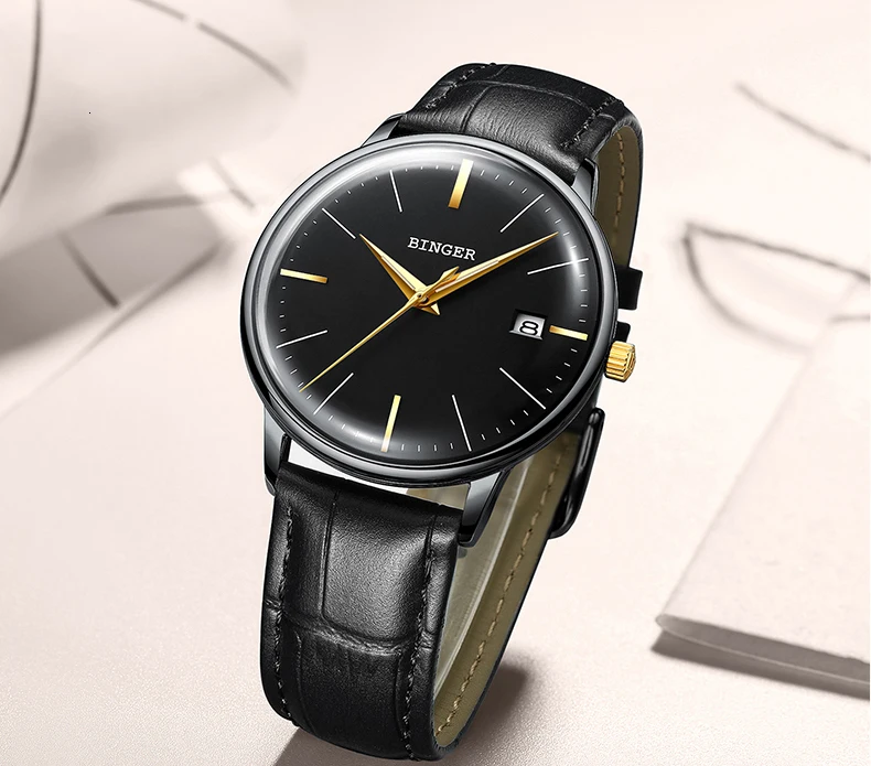 Ультратонкие механические часы Бингер с автоматическим механизмом relogio masculino, модные деловые наручные часы relojes hombre