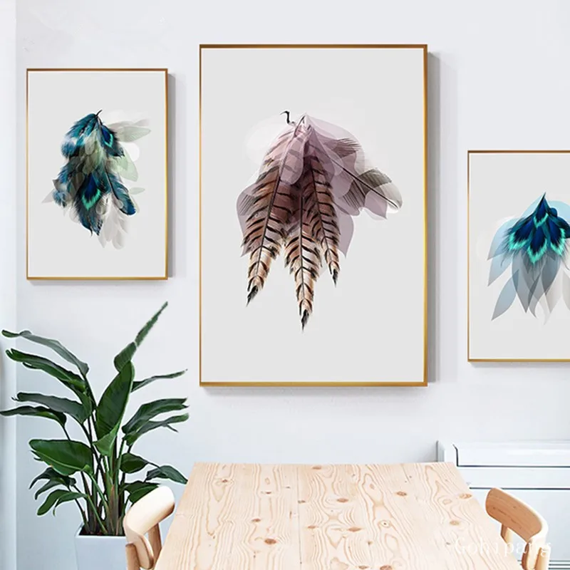 Abstract Angel Wing Canvas Painting Colorful Fashion Art Wall Cuadro for Living Room Nordic Style Print Poster Feather Art Set
