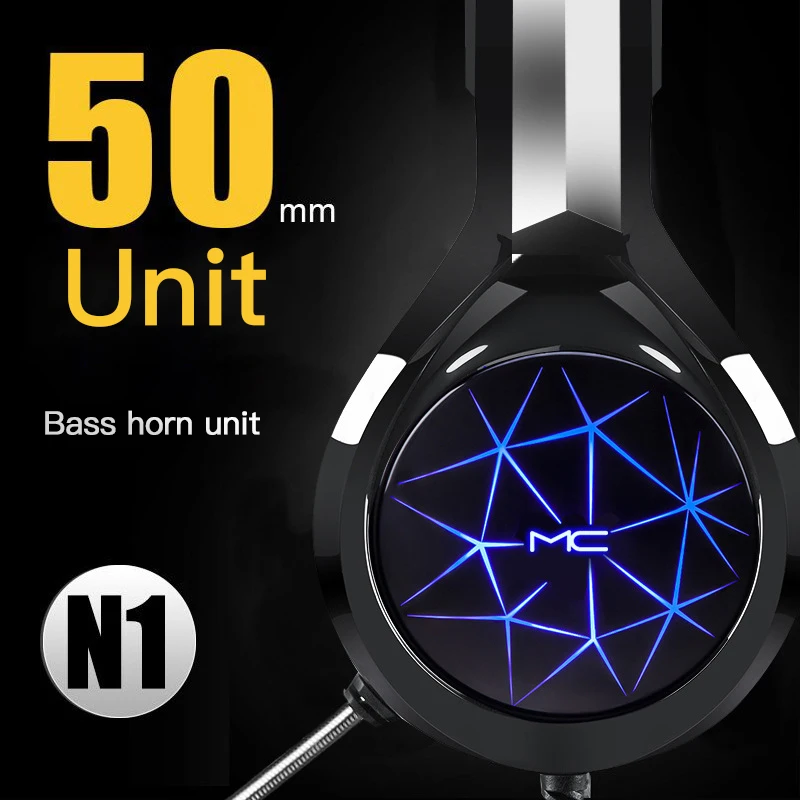 MC N1 LED RGB light Headphones E sports Gaming Headset gamer Wired Microphone earphone 3 5mm earbuds for pc computer laptop usb