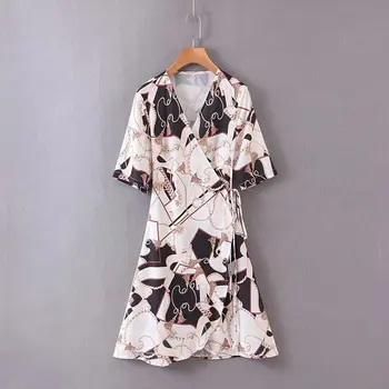 

Dandan45-8997 European and American fashion V-neck Printed DressWomen dress vestidos de verano summer dress
