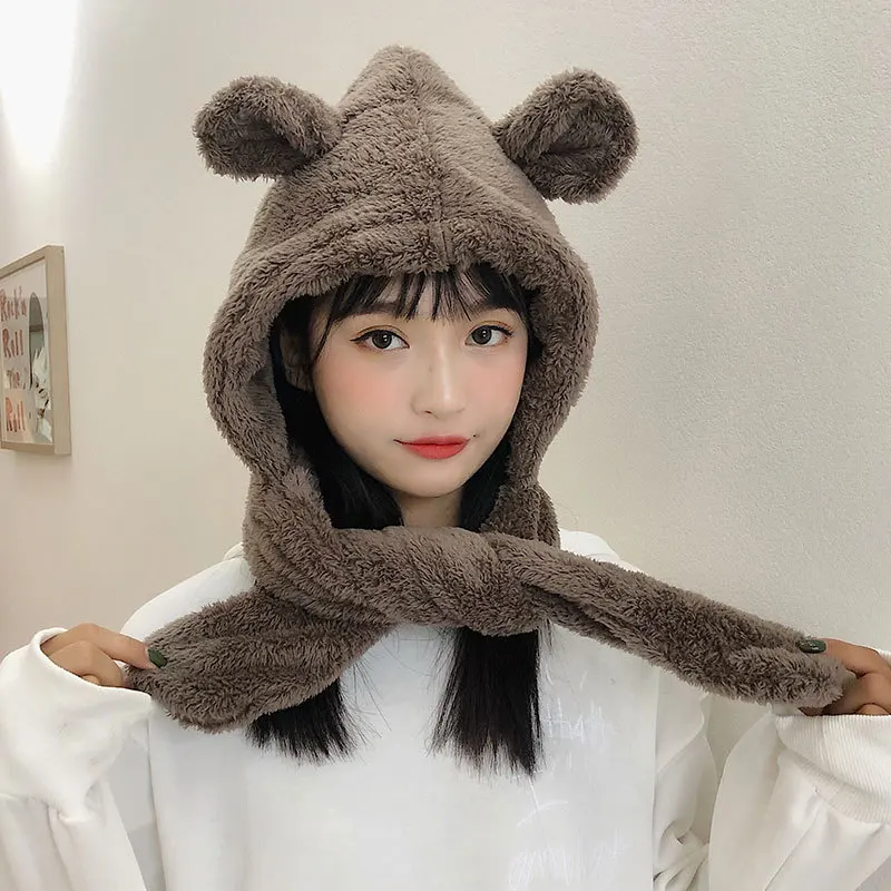 Cute Bear Winter Bomber Hats for kids Girls Boys Russian Hat with Ear Flap Fur Trapper Cap Earflap hat Men Warm