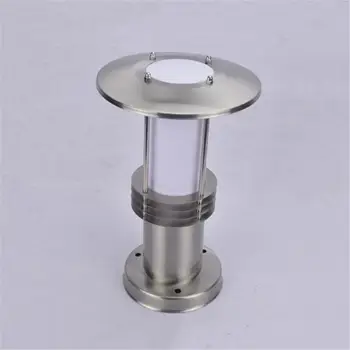 

Stainless Steel + White PC shade 9W LED Post Mount Outdoor Light Fixture,Industrial Farmhouse Outdoor Pillar Lamp
