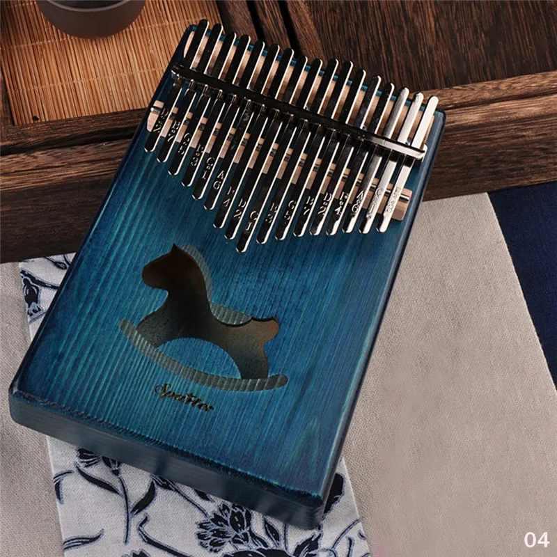 17 клавиш Kalimba игрушечное пианино Африке Инструмент Корпус из красного дерева музыкальный инструмент - Цвет: Pine Wood Blue