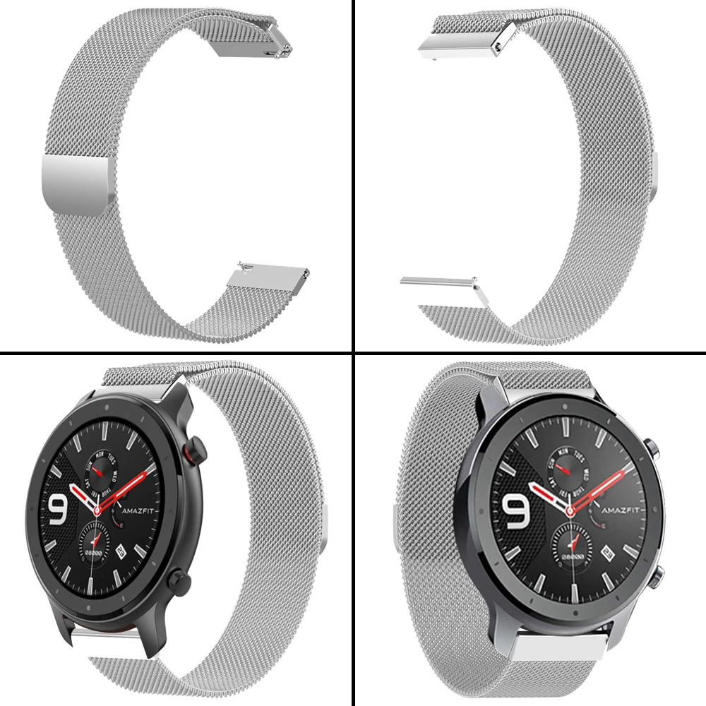 22mm Strap For Huami Amazfit GTR 47MM Smart Watch Steel Metal Milan Waterproof Strap For Huami Amazfit GTR For Amazfit Stratos