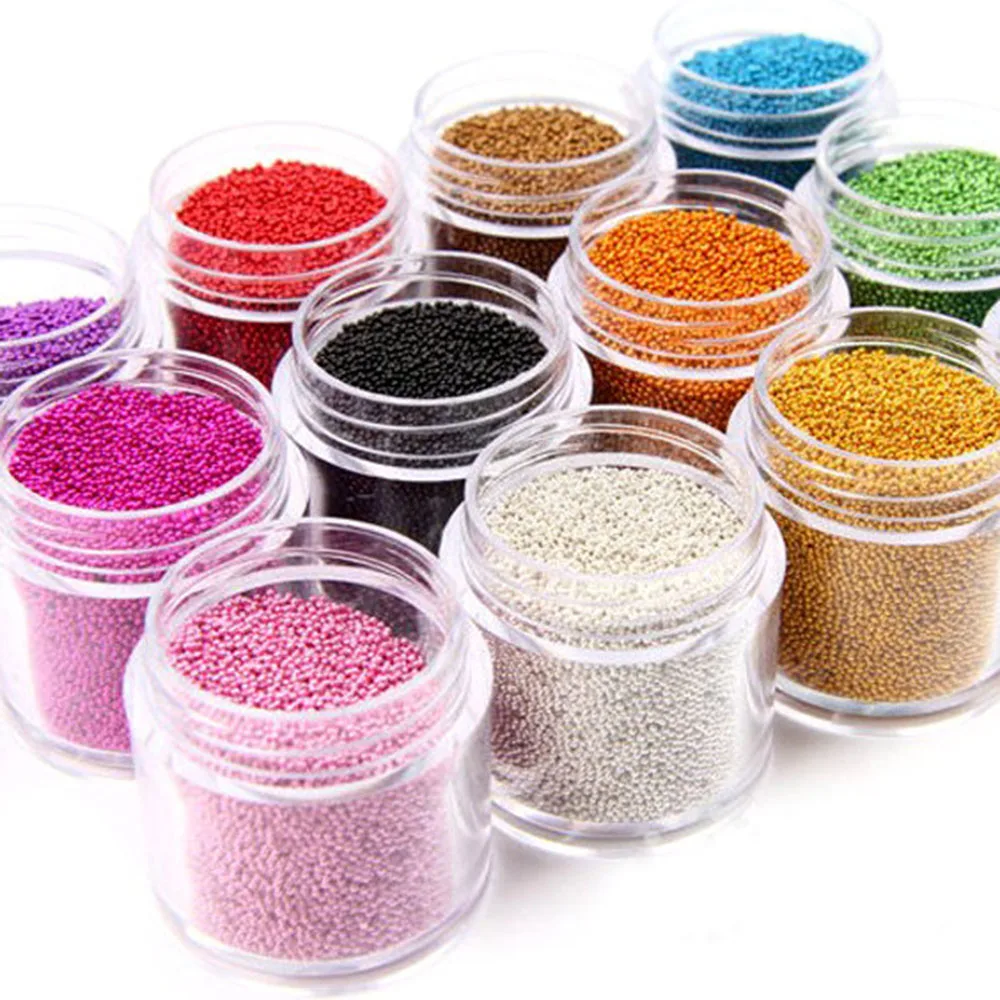 1 Bottle Caviar Nail Art Bead Rhinestones Multi-Colors Mini Round Ball Shape Nail Crystal Glass Beads For 3D Nail Decorations #P 1 box mixed 3d colorful rhinestones nail art decorations gems jewelry ab shiny metal frame steel ball charm glass accessories