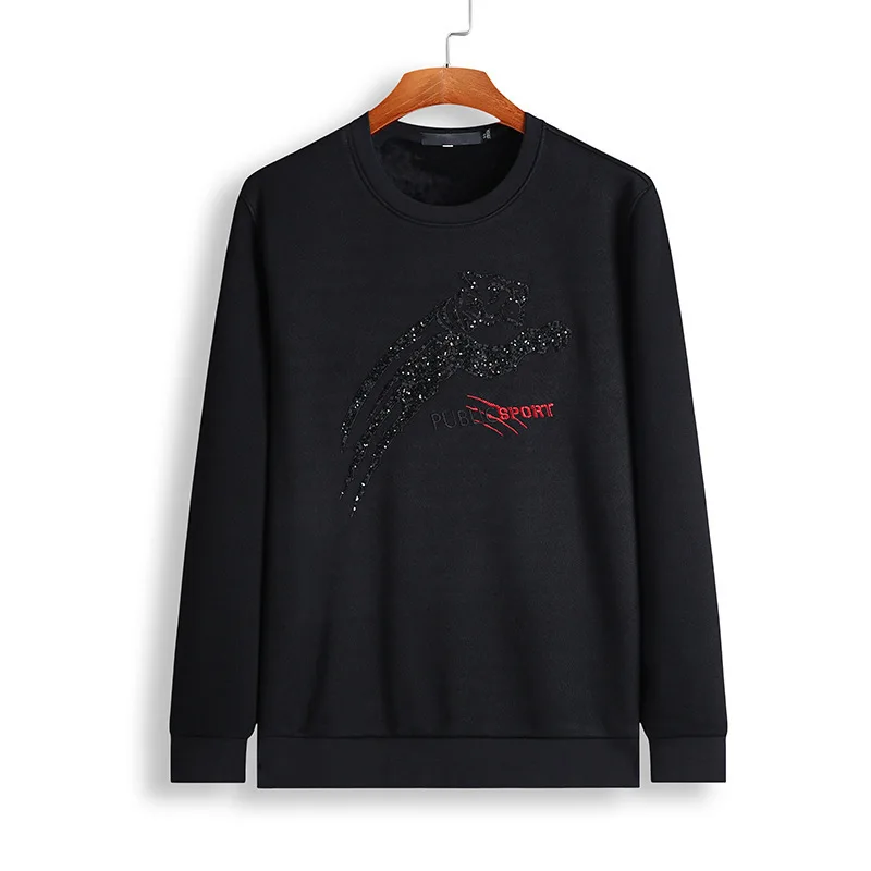 

Plus Velvet Thicken Money Long Sleeve T Shirt Round Neck Men Keep Warm Sweater Backing Shirt Plus Fat plus Size Fat